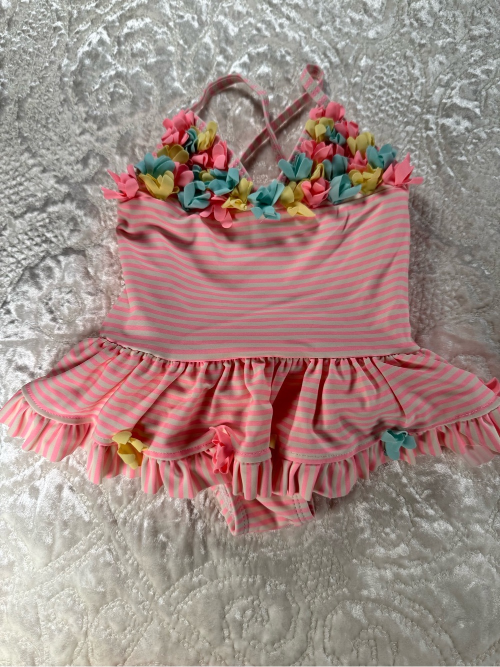 Little Me Pink and White Striped Swim Cover-Up
